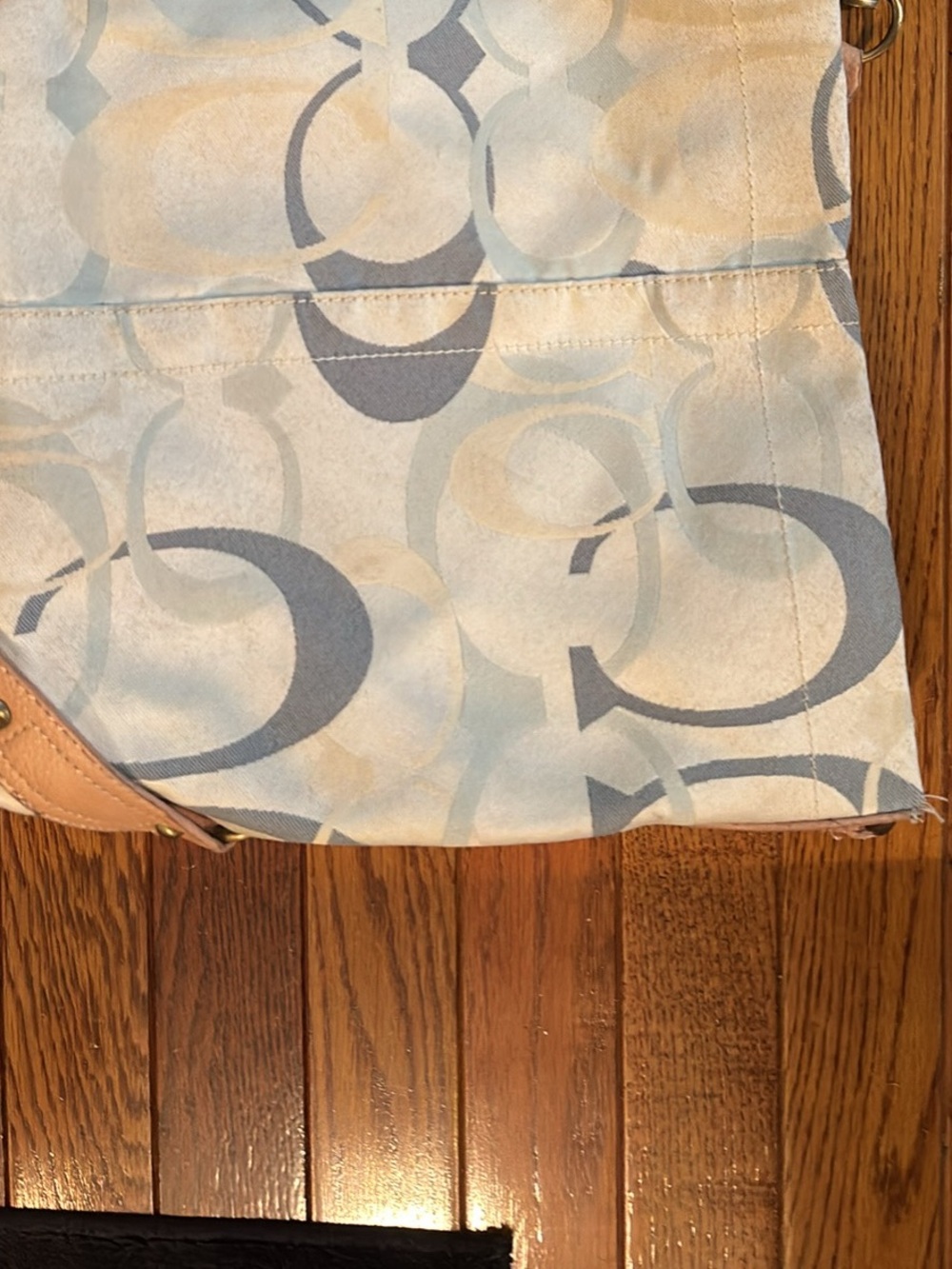 Monogram Canvas Shoulder Bag in Light Blue and Beige